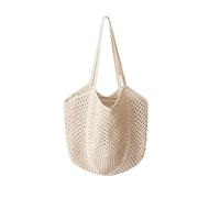 MLSHWUG Crochet Knit Hollow Beach Tote Bag Da Donna Tinta Unita Borse Morbide Per Viaggi in Spiaggia,Apricot