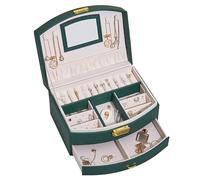 MLSHWUG Scatole Porta-Gioielli Impilabili con Serratura Multistrato, Organizer Portatile Tipo Cassetto con Maniglia,Verde,20 * 16 * 10cm