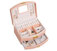 MLSHWUG Scatole Porta-Gioielli Impilabili con Serratura Multistrato, Organizer Portatile Tipo Cassetto con Maniglia,Rosa,20 * 16 * 10cm