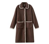 MLSHWUG Vestaglia da Donna Invernale Calda con Bottoni Morbida in Pile Pigiama retrò con Patchwork, Abbigliamento da Casa,Marrone,M
