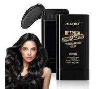 MLSMILE Matita colorante per capelli, sicura e confortevole, impermeabile e resistente al sudore, colore nero, penna di correzione del colore 2 in 1 con pettine per la copertura di capelli grigi e