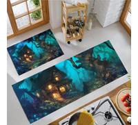 MLSOWM Set di 2 Tappetini da Cucina Regno Segreto Fiabe Oscure, 43x75cm+43x150cm | Tappeti e Zerbini da Cucina Cabina Luminosa Foresta, Passatoia Antiscivolo, Lavabile per Ingresso e Corridoi