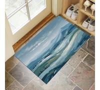 MLSOWM Tappetini Antiscivolo per Ingresso Colline E Il Mare Zerbino Ultra Sottile Minimalismo Tappeto Ingresso Casa Lavabile in Lavatrice per Porta Casa, Ufficio e Condominio, 90x150 cm, Blu