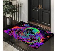 MLSOWM Tappetini Antiscivolo per Ingresso Pianeta Morte Luce Nera, 60x120 cm Zerbini di Benvenuto Fluido Psichedelico Tappeto a Pelo Corto Facile da Pulire per Cucina, Bagno, Corridoio, Blu-Verde