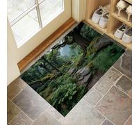MLSOWM Tappetini Antiscivolo per Ingresso Sentiero Foresta Pluviale, 80x120 cm Zerbini Benvenuto Foresta Primordiale Tappeto a Pelo Corto Facile da Pulire per Cucina, Bagno, Corridoio, Verde Muschio