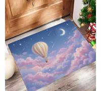 MLSOWM Tappetini Antiscivolo per Ingresso Simpatico Mongolfiera Zerbino Ultra Sottile Cielo Dei Cartoni Animati Tappeto Ingresso Casa Lavabile per Porta Casa, Ufficio e Condominio, 60x90 cm, Blu