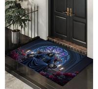 MLSOWM Tappetini Antiscivolo per Ingresso Trono Della Morte Zerbino Ultra Sottile Gotico Oscuro Tappeto Ingresso Casa Lavabile per Porta Casa, Ufficio e Condominio, 80x120 cm, Blu Navy