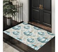 MLSOWM Tappetini Antiscivolo per Ingresso Zucca E Rami In Stile Retrò Zerbino Ultra Sottile Tema Autunnale Tappeto Ingresso Casa Lavabile per Porta Casa, Ufficio e Condominio, 40x60 cm, Blu Freddo