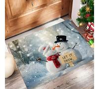 MLSOWM Tappetino Antiscivolo Lavabile Bacio Del Pupazzo Di Neve Zerbino Trappola Sporco Foresta Invernale Zerbino d'Ingresso Assorbenti per Cane, Ingresso, Porta e Corridoio, 80x120 cm, Grigio