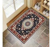MLSOWM Tappetino Antiscivolo Lavabile Fiori Rotondi Zerbino Trappola Sporco Geometria Tradizionale Zerbino d'Ingresso Assorbenti per Cane, Ingresso, Porta e Corridoio, 60x120 cm, Rosso Scuro