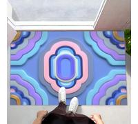 MLSOWM Tappetino Antiscivolo Lavabile Geometria Ellittica Zerbino Trappola Sporco Minimalismo Zerbino d'Ingresso Assorbenti per Cane, Ingresso, Porta e Corridoio, 60x120 cm, Blu-Viola