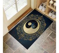 MLSOWM Tappetino Antiscivolo Lavabile Simbolo Yin-Yang Zerbino Trappola Sporco Stile Artistico Tradizionale Zerbino d'Ingresso Assorbenti per Cane, Ingresso, Porta e Corridoio, 40x60 cm, Blu Scuro