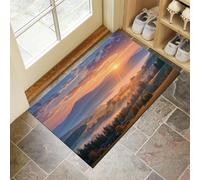 MLSOWM Tappeto a Pelo Corto Alba Sulle Montagne Zerbino Ingresso Esterno Villaggio Della Valle Tappeti Antiscivolo Lavabile per Camera Da Letto, Corridoio, Soggiorno, Sala, 40x60 cm, Arancia