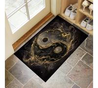 MLSOWM Tappeto a Pelo Corto Simbolo Yin-Yang Zerbino Ingresso Esterno Fumo Che Turbina Tappeti Antiscivolo Lavabile per Camera Da Letto, Corridoio, Soggiorno, Sala, 80x120 cm, Marrone