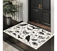 MLSOWM Tappeto Dark Retro d'ingresso interno, Riso | Zerbino Corvo, Occhio, Pipistrello resistente e antiscivolo, Tappetino assorbe l'acqua e raccoglie lo sporco per mantenere la casa pulita