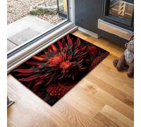 MLSOWM Tappeto Drago Rosso Ingresso Interno Tappeti Scultura 3D 80 x 120 cm Antiscivolo Lavabile in Lavatrice Tapette Cucina Camera da Letto Entrata Scendiletto - Rosso Intenso