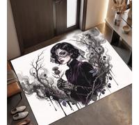 MLSOWM Tappeto Eleganza Oscura d'ingresso interno, Viola | Zerbino Cardo Ragazza Gotica resistente e antiscivolo, Tappetino assorbe l'acqua e raccoglie lo sporco per mantenere la casa pulita