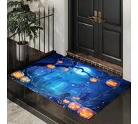 MLSOWM Tappeto Fantasia Oscura d'ingresso interno, Blu Scuro | Zerbino Foresta Infestata resistente e antiscivolo, Tappetino assorbe l'acqua e raccoglie lo sporco per mantenere la casa pulita