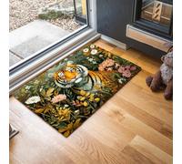 MLSOWM Tappeto Fiore Tigre Ingresso Interno Tappeti Sinfonia Della Natura 40 x 60 cm Antiscivolo Lavabile in Lavatrice Tapette Cucina Camera da Letto Entrata Scendiletto - Verde Salvia