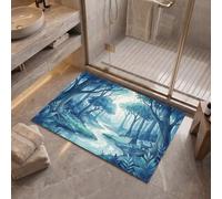 MLSOWM Tappeto Foresta Zen d'ingresso interno, Indaco | Zerbino Ruscello Nella Foresta Volpe resistente e antiscivolo, Tappetino assorbe l'acqua e raccoglie lo sporco per mantenere la casa pulita