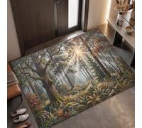 MLSOWM Tappeto Giungla Tropicale Retrò d'ingresso interno, Ambra | Zerbino Pini Sole Autunnale resistente e antiscivolo, Tappetino assorbe l'acqua e raccoglie lo sporco per mantenere la casa pulita