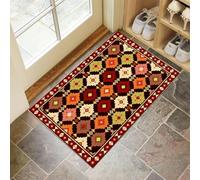 MLSOWM Tappeto Ingresso casa Tribù Etniche Zerbino Antiscivolo Geometria Tradizionale Tappetino Assorbente Asciugapassi Entrata per Porte Anteriori e Posteriori, Corridoio, Giardino, 60x120 cm, Rosso