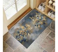 MLSOWM Tappeto Ingresso Fiori In Lamina D'Oro 60x120 cm Zerbino Ingresso Esterno Stile Astratto Tappetini Lavabili Antiscivolo Facile da Pulire per Ingresso, Corridoio, Cucina - Grigio-Blu