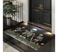 MLSOWM Tappeto Ingresso Interno Halloween Spaventoso Tappeti Scheletro Zombi Antiscivolo Lavabile in Lavatrice Tapette per Cucina Camera da Letto Entrata Scendiletto Ufficio, Grigio Scuro, 50 x 80 cm