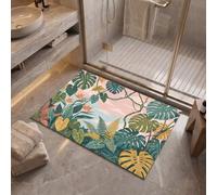 MLSOWM Tappeto Ingresso Piante Tropicali 50x80 cm | Zerbino Monstera Deliciosa Uccello Del Paradiso a Pelo Corto, Tappeto Antiscivolo, Antisporco, Facile da Pulire per Porta d’Ingresso, Corridoio