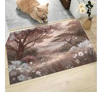 MLSOWM Tappeto Interno Antiscivolo e Assorbente, 60x120 cm Zerbino Trappola Sporco Erba Alberi Zerbino Ingresso Casa Paesaggio Foresta Pluviale Africana per Cucina, Bagno, Porta e Corridoio, Marrone
