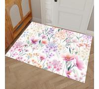 MLSOWM Tappeto Interno Fiore Ibisco Viola A Pompon Assorbente Tappetino Entrata Giardino Primaverile Tappetino Super Sottile per Ingresso, Corridoio, Bagno e Animali Domestici, 50x80 cm, Viola Fumé