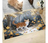 MLSOWM Tappeto Interno Passeggiata Con I Gatti Antiscivolo e Assorbente Tappetino Entrata Foresta Calda Tappetino Super Sottile, Resistente per Ingresso, Corridoio, Bagno, 40x60 cm, Marrone