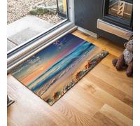 MLSOWM Tappeto Onde Della Spiaggia Ingresso Interno Tappeti Belle Spiagge 90 x 150 cm Antiscivolo Lavabile in Lavatrice Tapette Cucina Camera da Letto Entrata Scendiletto - Blu