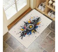 MLSOWM Tappeto Paesaggio Urbano Astratto Ingresso Interno Tappeti Elementi Di Graffiti 60x90 cm Antiscivolo Lavabile in Lavatrice Tapette Cucina Camera da Letto Entrata Scendiletto - Grigio