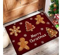 MLSOWM Tappeto Porta Albero Natale A Forma Omino Pan Zenzero Zerbini Per Ingresso Natale Zerbino Per Esterno Interno Tappeti Antiscivolo Lavabile per Patio, Veranda, Patio (40x60 cm, Marrone)