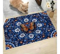 MLSOWM Tappeto Porta Farfalla Datura Zerbino Interno Geometria Sacra Zerbino a Pelo Corto Tappetino Antiscivolo Lavabile per Camera da Letto Entrata Scendiletto, 80x120 cm, Blu Scuro