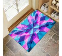 MLSOWM Tappeto Porta Triangolo Geometrico Zerbini Per Ingresso Futurismo Zerbino Per Esterno Interno Tappeti Antiscivolo Lavabile per Patio, Veranda, Ingresso, Patio (50x80 cm, Azzurro Chiaro)