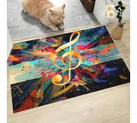 MLSOWM Tappeto Porte Pittura A Olio Astratta, 40x60 cm Zerbino Ingresso Casa Note, Musica, Melodia Morbide Assorbenti Tappeto Antiscivolo Lavabile per Ingresso, Porta e Corridoio, Blu Navy