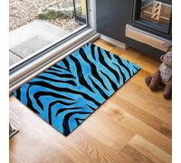 MLSOWM Tappeto Porte Strisce Ondulate E Robuste, 60x120 cm Zerbino Ingresso Casa Strisce Di Tigre Blu Morbide Assorbenti Tappeto Antiscivolo Lavabile per Ingresso, Porta e Corridoio, Blu