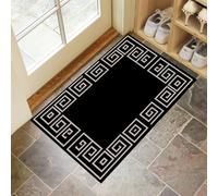 MLSOWM Tappeto Quadrato Nero Ingresso Interno Tappeti Bordo Chiave Greco 60 x 90 cm Antiscivolo Lavabile in Lavatrice Tapette Cucina Camera da Letto Entrata Scendiletto - Nero