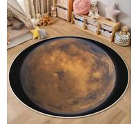 MLSOWM Tappeto Rotondo 120cm Satelliti Marziani Tappeto da Salotto a Pelo Corto Crateri Planetari Tappeti Antiscivolo Facile da Lavare Decorativo per Camera Da Letto Divano e Tavolino, Marrone
