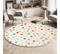 MLSOWM Tappeto rotondo Pelo Cort Punti Kapoor Tappeti per Grandi Dimensioni Pois Colorati Tappeti Antiscivolo Tappeto per Camera letto, corridoio, sala pranzo, soggiorno, 80 cm, Multicolore