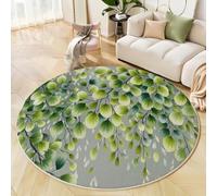 MLSOWM Tappeto Rotondo Salotto 120cm Morbido Tappeto Pittura Ad Acquerello Botanica Scendiletto Foglie Pendenti Antiscivolo, Lavabile in Lavatrice per Soggiorno, Camera da Letto e Ufficio, Verde