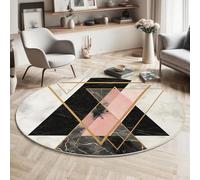 MLSOWM Tappeto Rotondo Triangolo Geometrico Tappetini Antiscivolo Marmo Semplice Tappeto Pelo Corto Lavabile per Camera Da Letto Salotto Casa Zona Balcone Tavolino, 160cm, Grigio Chiaro