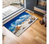 MLSOWM Tappeto Salotto Pelo Corto Belle Spiagge Tappeto Spiaggia Di Sabbia Bianca Camera Da Letto, Tappeti Antiscivolo Lavabile, Tappeti per Corridoio, Soggiorno, Sala, Blu, 90 x 150 cm