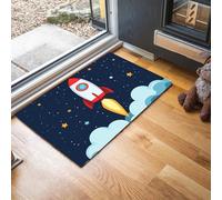 MLSOWM Tappeto Salotto Pelo Corto Cielo Notturno Dei Cartoni Animati Tappeto Razzo Camera Da Letto, Tappeti Antiscivolo Lavabile, Tappeti per Corridoio, Soggiorno, Sala, Blu Navy, 60 x 120 cm