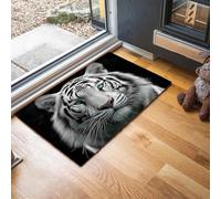MLSOWM Tappeto Salotto Pelo Corto Stile Selvaggio Tappeto Tigre Bianca Camera Da Letto, Tappeti Antiscivolo Lavabile, Tappeti per Corridoio, Soggiorno, Sala, Grigio, 80 x 120 cm