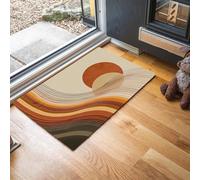 MLSOWM Tappeto Sole Astratto E Curve Ingresso Interno Tappeti Minimalismo 60 x 120 cm Antiscivolo Lavabile in Lavatrice Tapette Cucina Camera da Letto Entrata Scendiletto - Beige