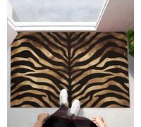 MLSOWM Tappeto Texture Della Tigre Ingresso Interno Tappeti Strisce Di Animali 50x80 cm Antiscivolo Lavabile in Lavatrice Tapette Cucina Camera da Letto Entrata Scendiletto - Marrone