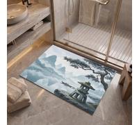 MLSOWM Tappeto Zen Orientale d'ingresso interno, Grigio | Zerbino Lanterne Di Pietra Pini resistente e antiscivolo, Tappetino assorbe l'acqua e raccoglie lo sporco per mantenere la casa pulita